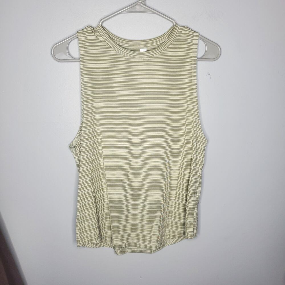 Athleta Cloudlight Striped Muscle Tank Top Stripe Sage Green Athletic XS - Picture 2 of 9